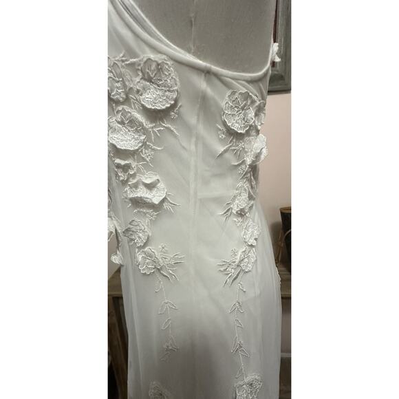 BHLDN NWT Ivory Calla Sleeveless Tulle Floral Applique Maxi Dress Size Medium - Picture 5 of 15